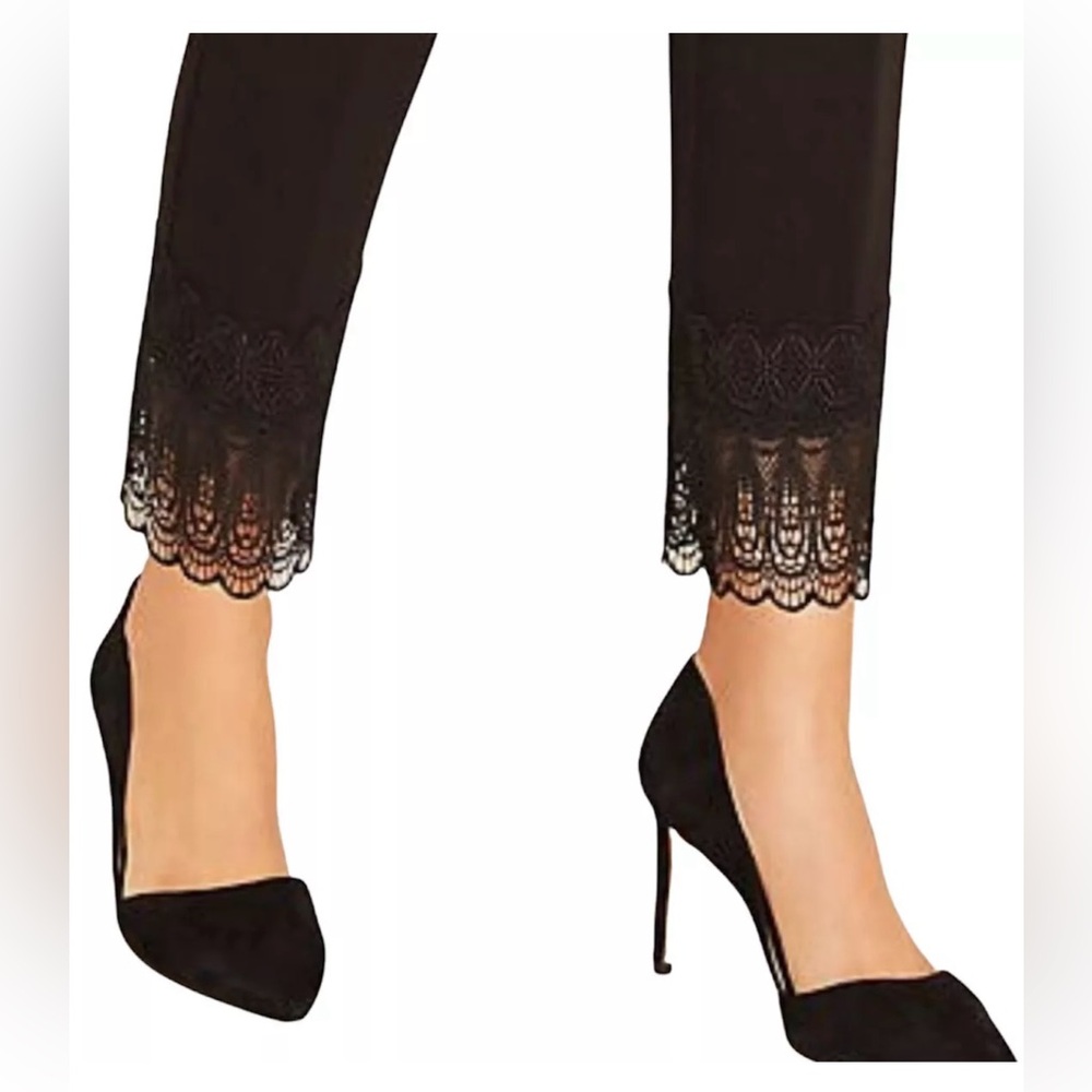 Ann Taylor black Lace Hem Ankle dress Pant in Double-weave Size 6 msrp $119